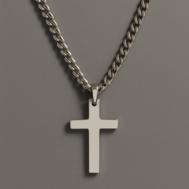 Men's  Medium Silver Cross Pendant