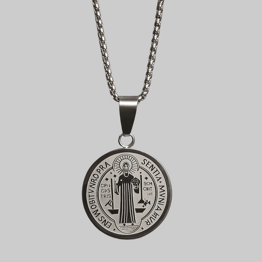 Men's Stainless Steel St. Benedict Pendant Necklace