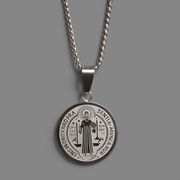 Men's Stainless Steel St. Benedict Pendant Necklace