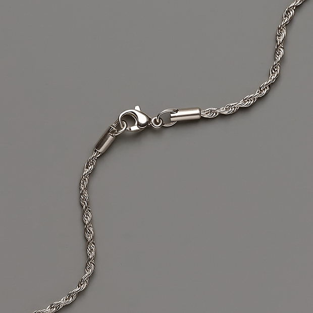 Men’s Stainless Steel St. Christopher Medal Pendant Necklace – 24 inch Silver Rope Chain