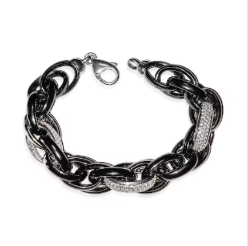 Double Oval Link Bracelet with Cubic Zirconia