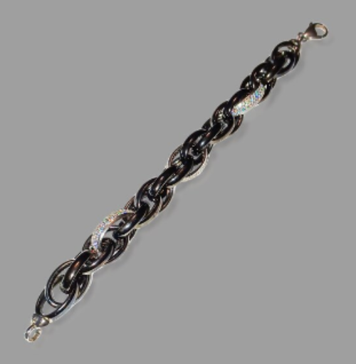 Double Oval Link Bracelet with Cubic Zirconia
