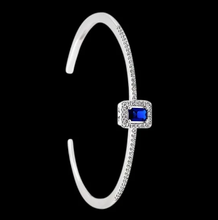 Sterling Silver .925 Banle with Saphire Blue Crystal Gemstone