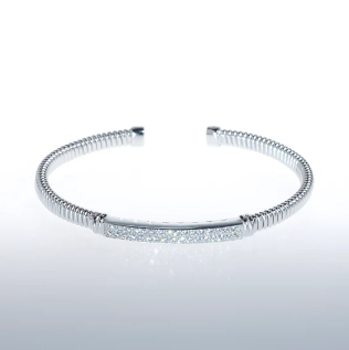 Pave CZ Cuff Bracelet – Sparkling Open Bangle for Everyday Elegance