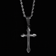 Men's Silver Cross Necklace with Rope Chain