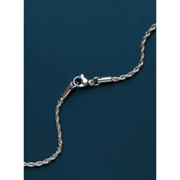 Men's Silver Cross Necklace with Rope Chain