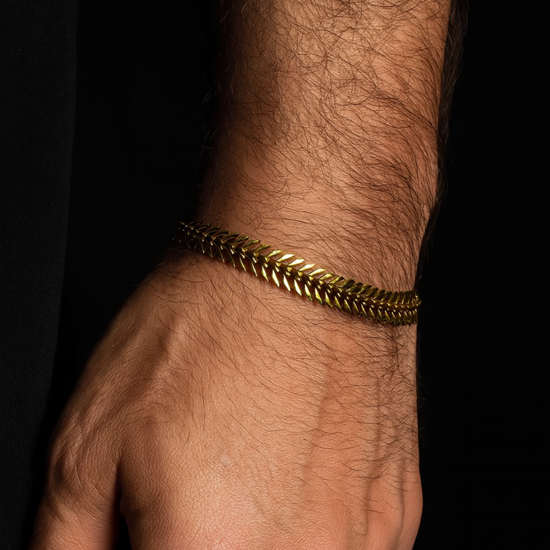 Men’s Brass Spine Bracelet – Flexible Industrial Link Bracelet | Adjustable Wristwear for Men