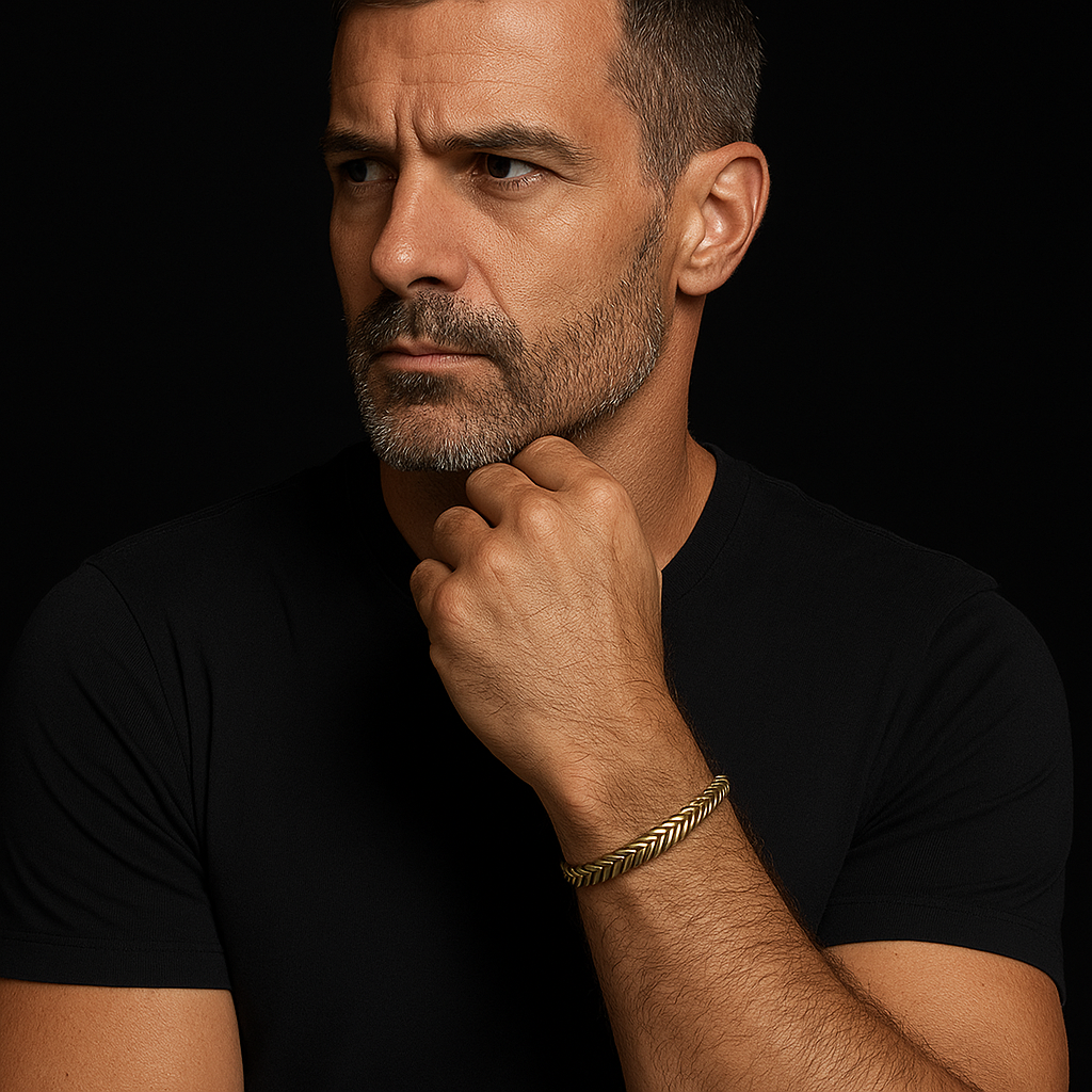 Men’s Brass Spine Bracelet – Flexible Industrial Link Bracelet | Adjustable Wristwear for Men