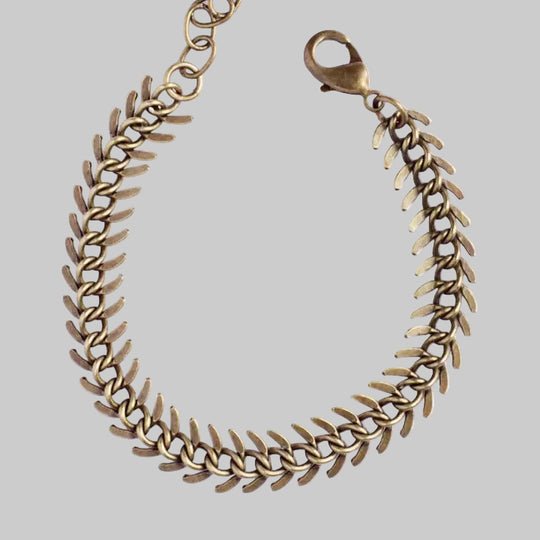Men’s Brass Spine Bracelet – Flexible Industrial Link Bracelet | Adjustable Wristwear for Men