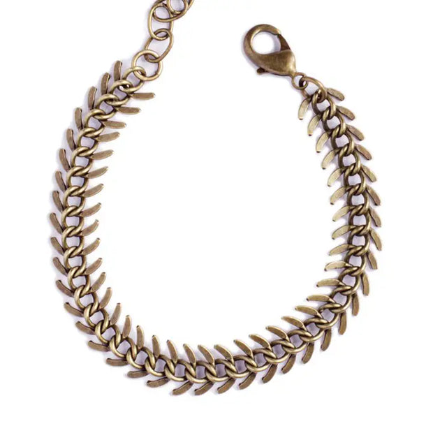 Men’s Brass Spine Bracelet – Flexible Industrial Link Bracelet | Adjustable Wristwear for Men
