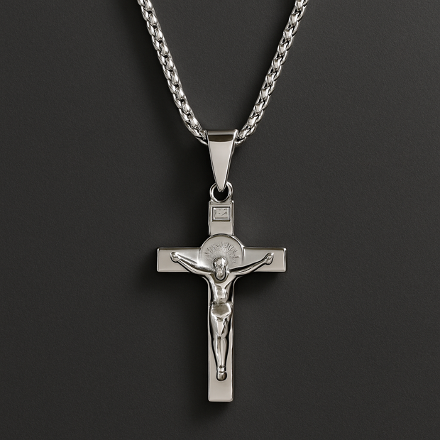 Stainless Steel Crucifix Pendant Necklace for Men