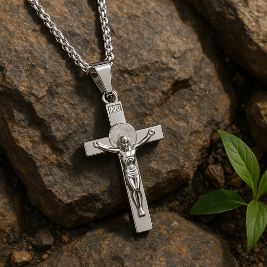 Stainless Steel Crucifix Pendant Necklace for Men