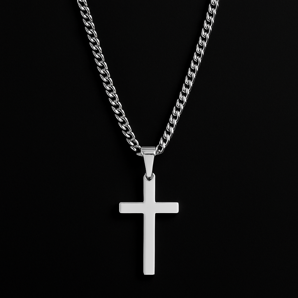 Men's Stainless Steel SMALL Cross Necklace and Chain