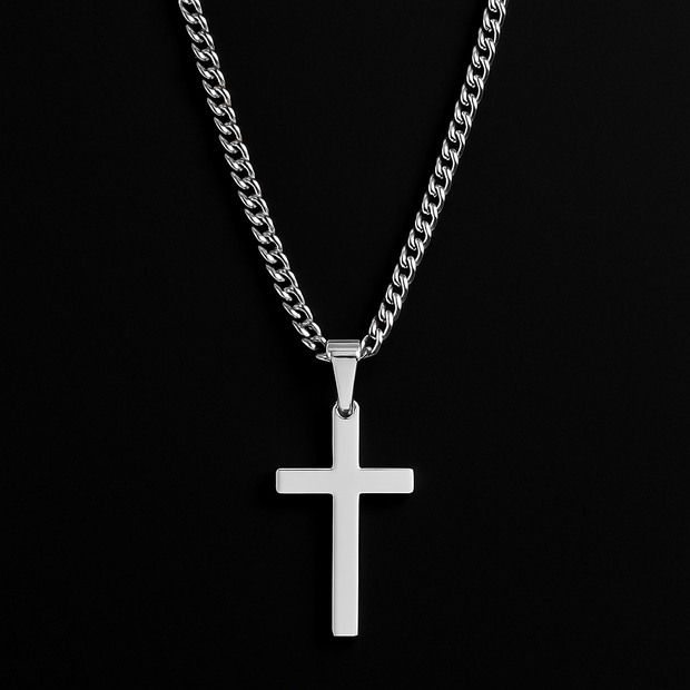 Men's Stainless Steel SMALL Cross Necklace and Chain