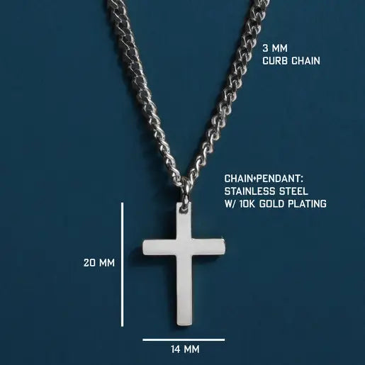 Men's Stainless Steel SMALL Cross Necklace and Chain