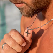 Men's Stainless Steel SMALL Cross Necklace and Chain