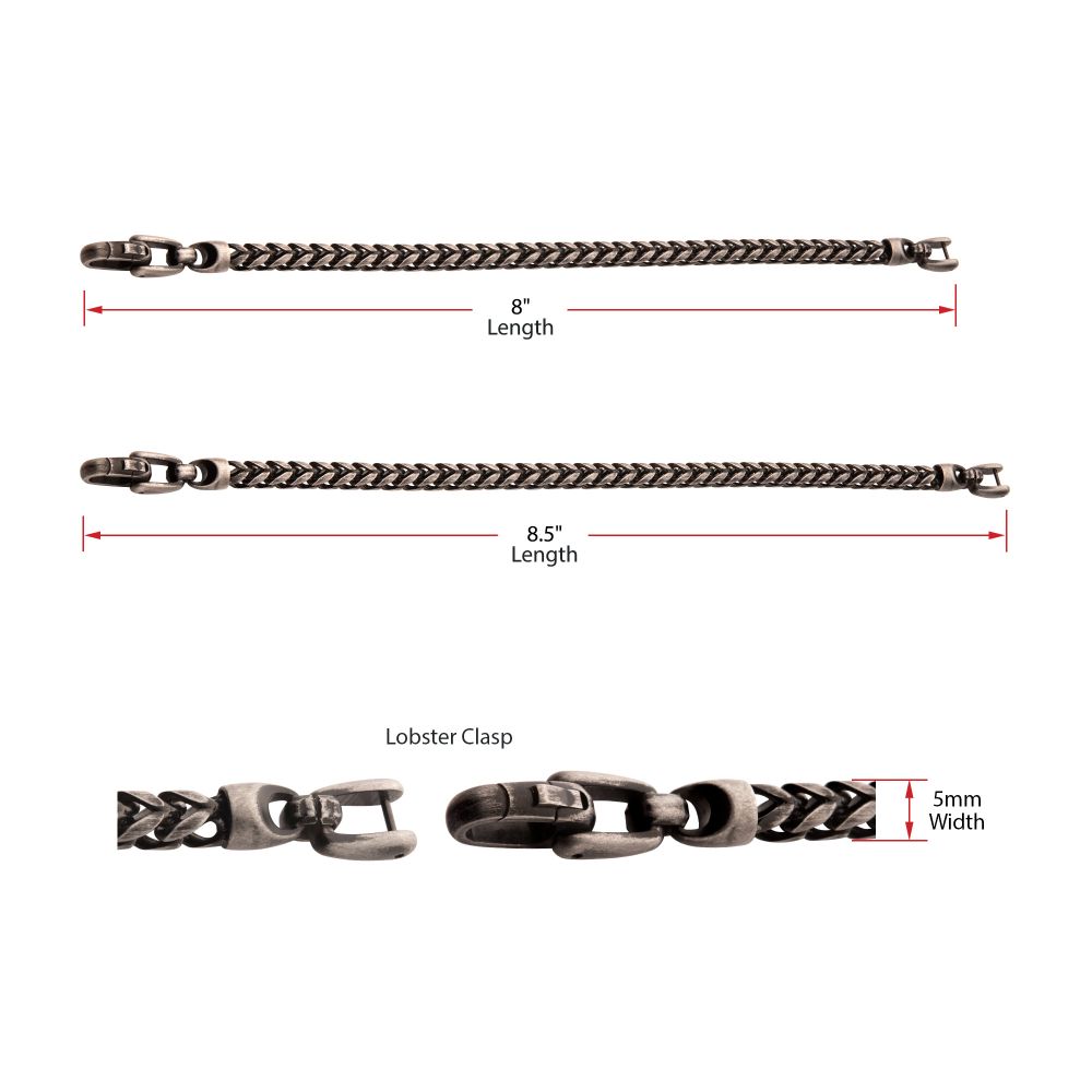 Men’s 5mm Black IP Franco Chain Bracelet