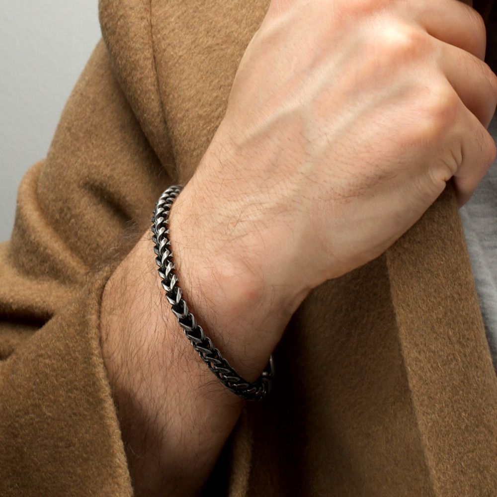 Men’s 5mm Black IP Franco Chain Bracelet