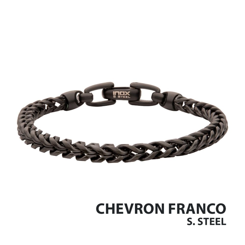 Men’s 5mm Black Stainless Steel Franco Chain Bracelet