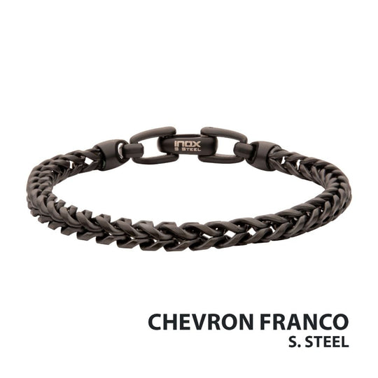 Men’s 5mm Black Stainless Steel Franco Chain Bracelet