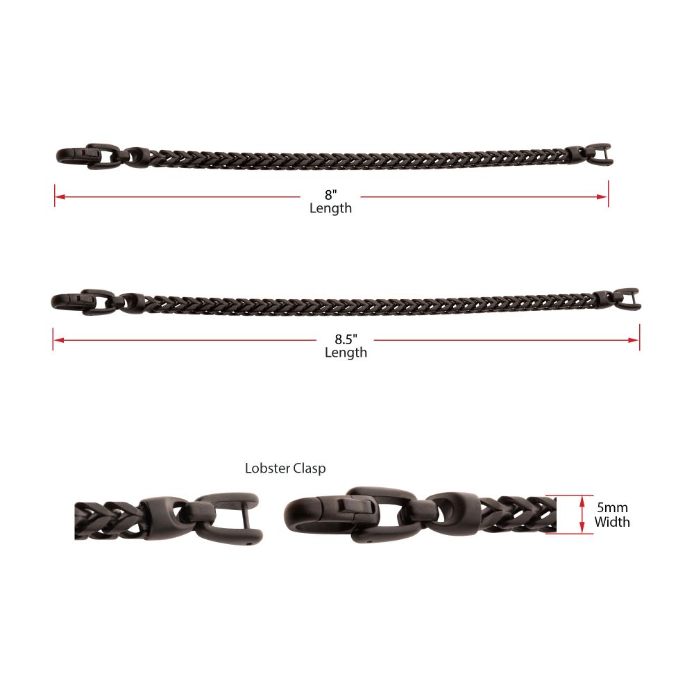 Men’s 5mm Black Stainless Steel Franco Chain Bracelet
