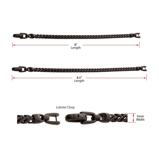Men’s 5mm Black Stainless Steel Franco Chain Bracelet