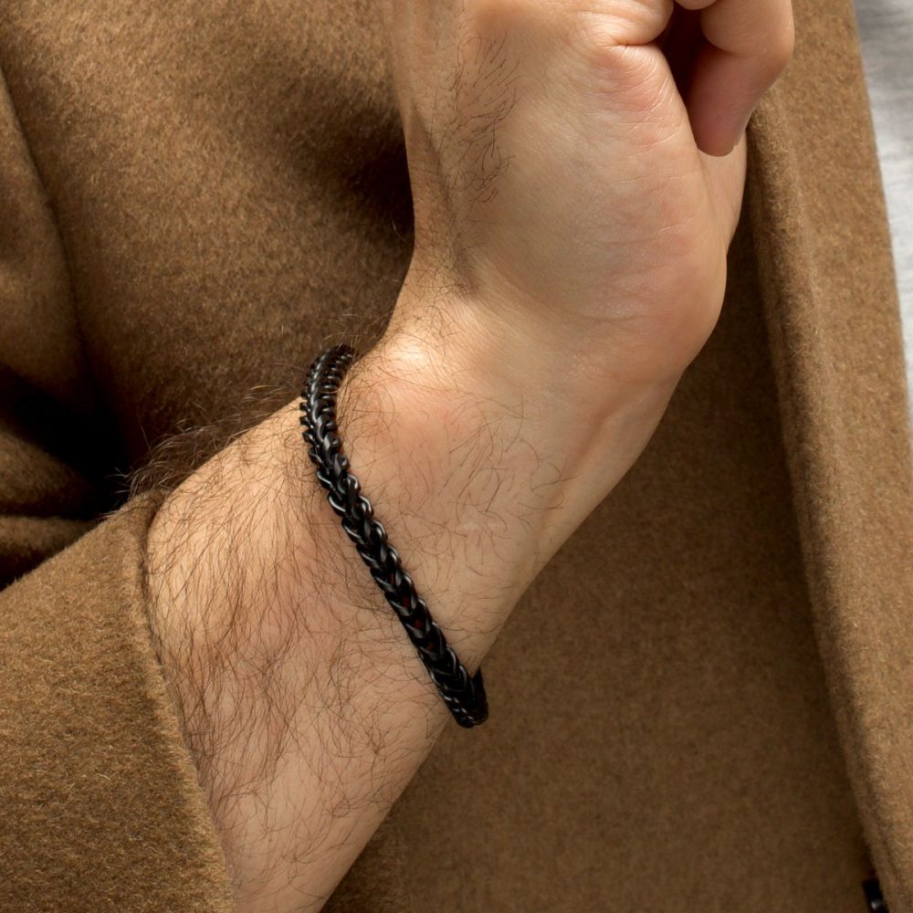Men’s 5mm Black Stainless Steel Franco Chain Bracelet