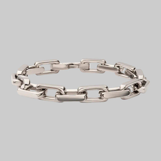 Men's Polished Stainless Steel Paperclip Chain Heavy Link Bracelet