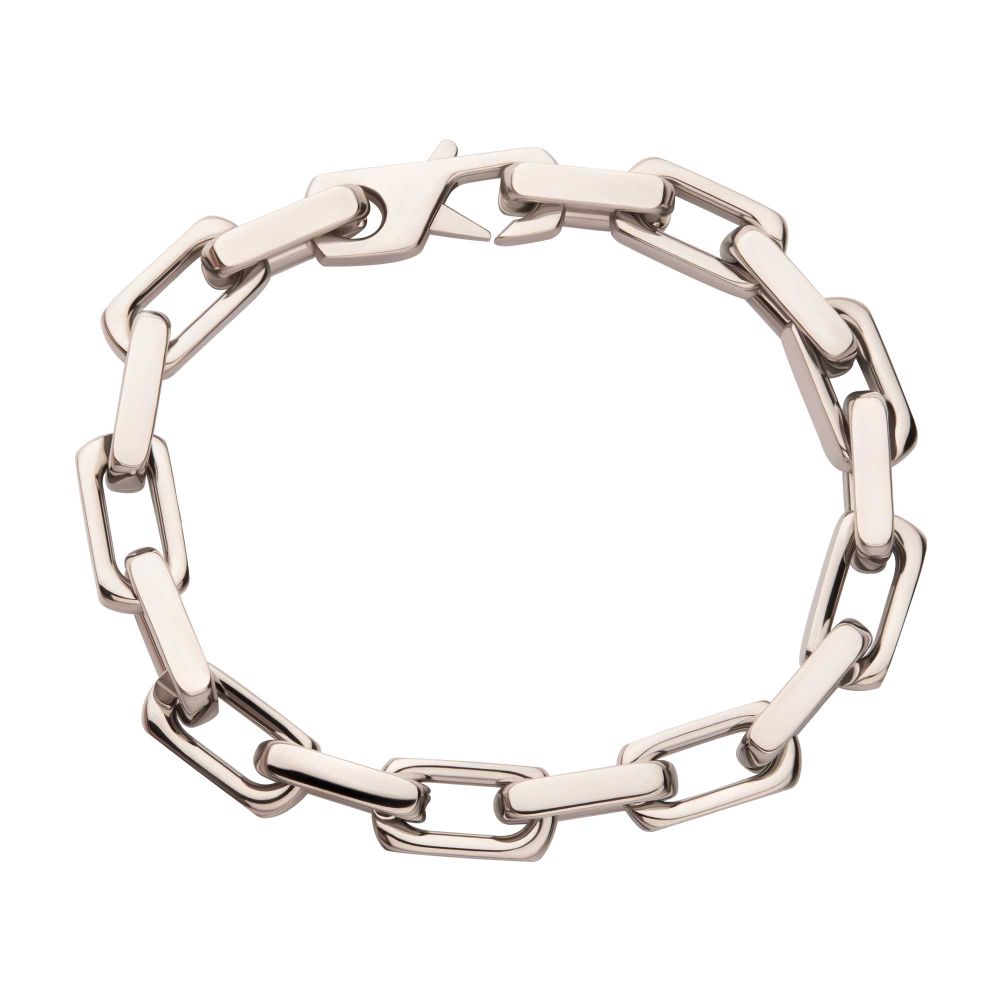 Men's Polished Stainless Steel Paperclip Chain Heavy Link Bracelet