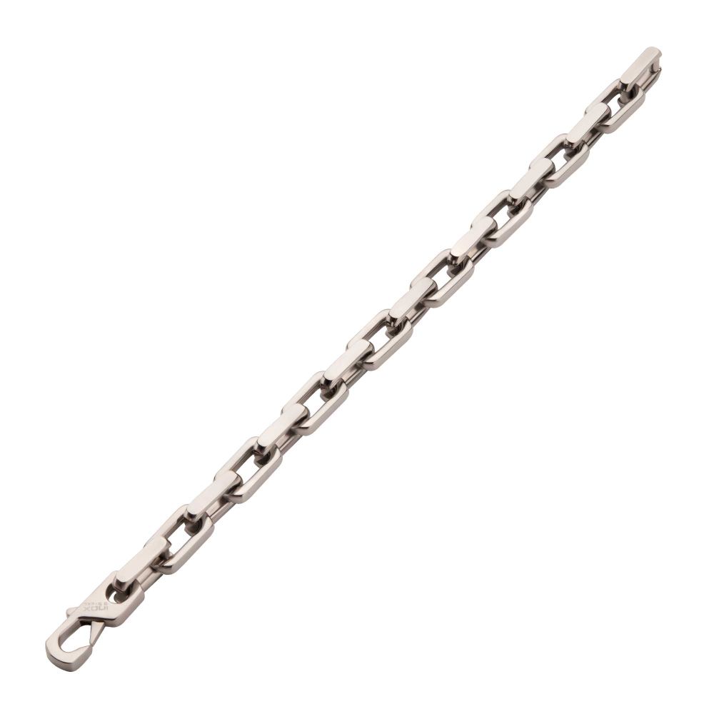 Men's Polished Stainless Steel Paperclip Chain Heavy Link Bracelet