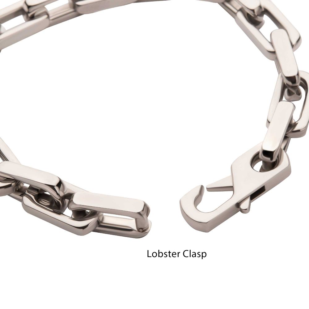 Men's Polished Stainless Steel Paperclip Chain Heavy Link Bracelet