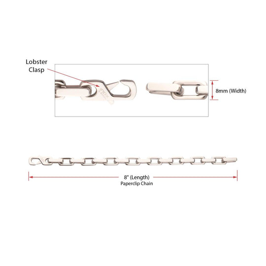 Men's Polished Stainless Steel Paperclip Chain Heavy Link Bracelet