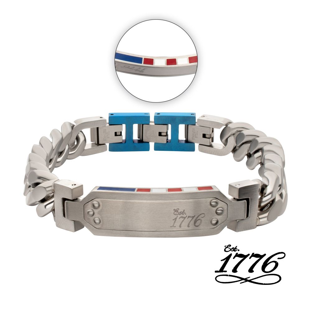 EST. 1776 Flag Profile Bracelet | 12mm Matte Stainless Steel