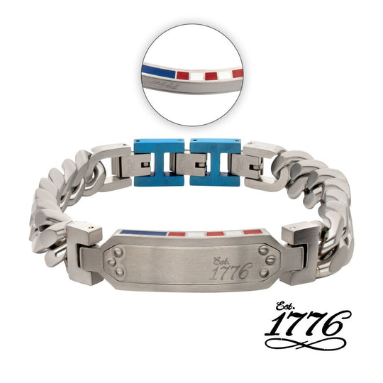 EST. 1776 Flag Profile Bracelet | 12mm Matte Stainless Steel