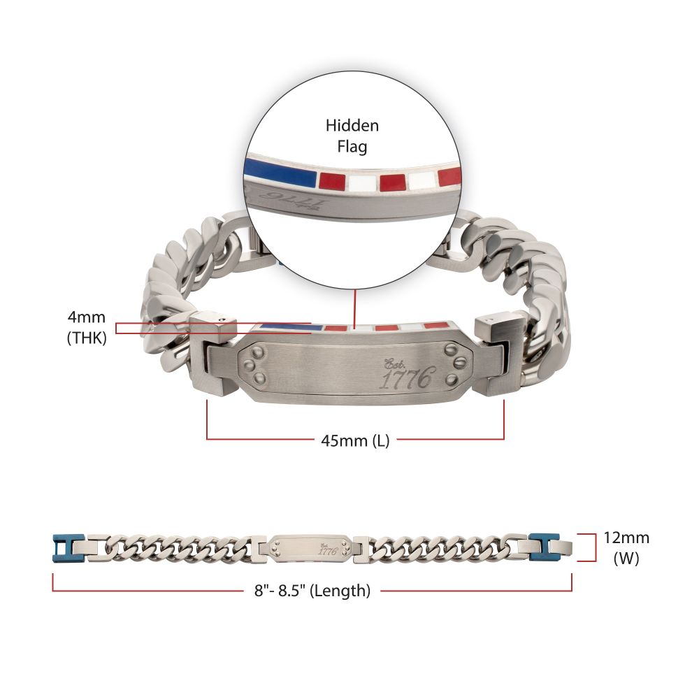 EST. 1776 Flag Profile Bracelet | 12mm Matte Stainless Steel
