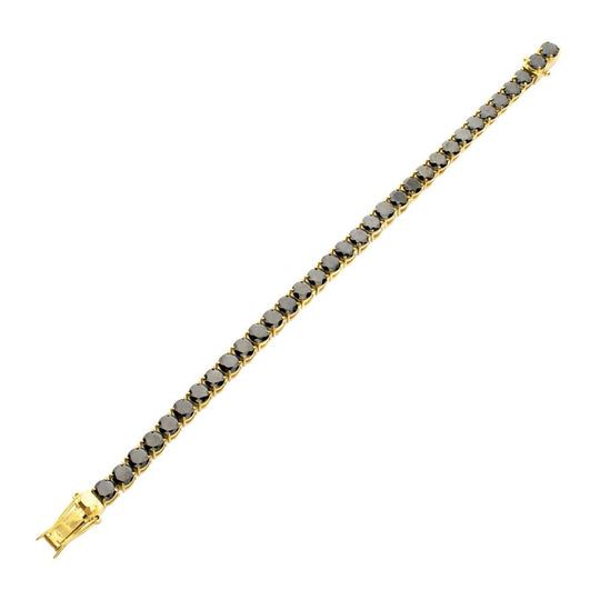 Men's 18K Gold IP Tennis Bracelet with Natural Black Spinel
