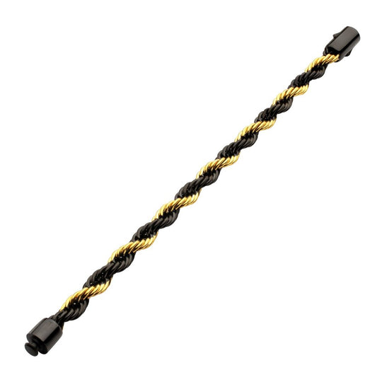 Men's 8mm Black & Gold Rope Chain Bracelet