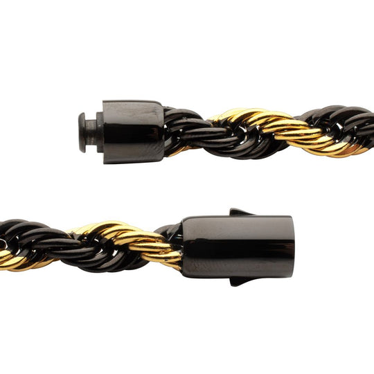 Men's 8mm Black & Gold Rope Chain Bracelet