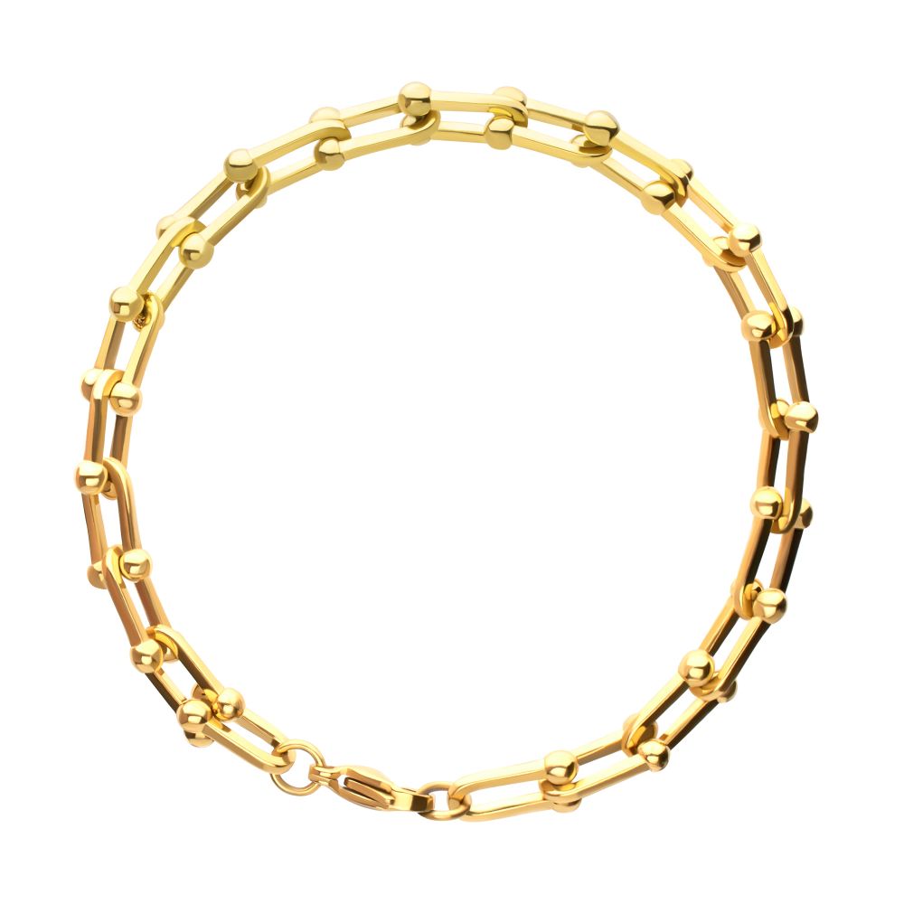 Men’s 18Kt Gold IP Stainless Steel Nodal Link Chain Bracelet