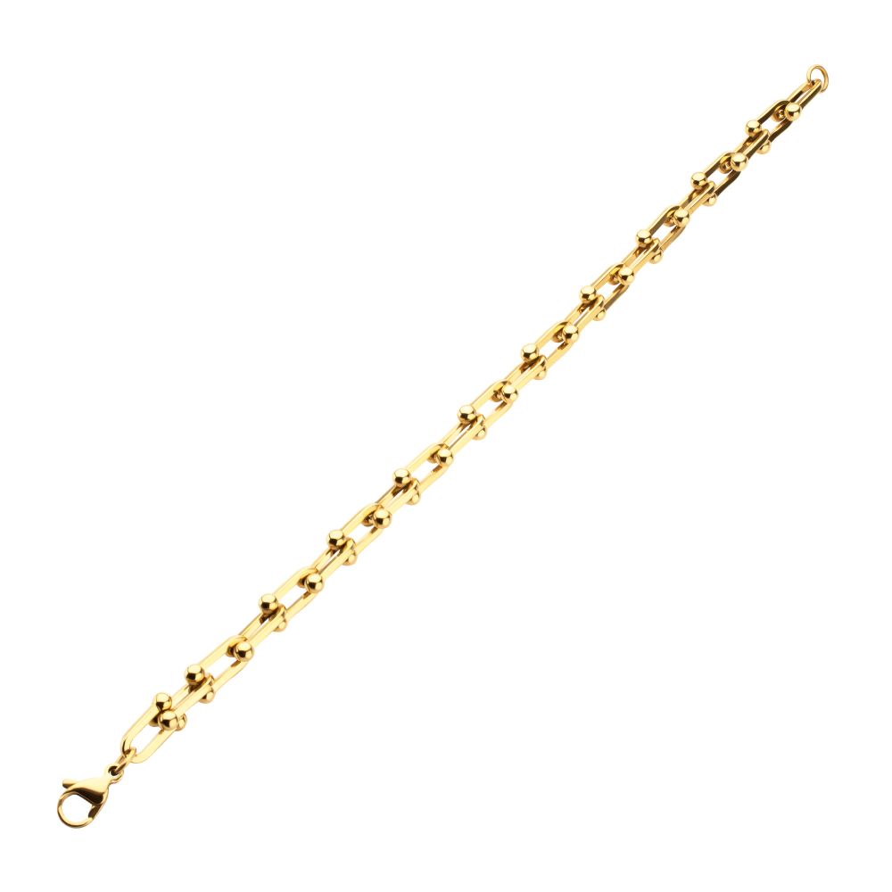 Men’s 18Kt Gold IP Stainless Steel Nodal Link Chain Bracelet