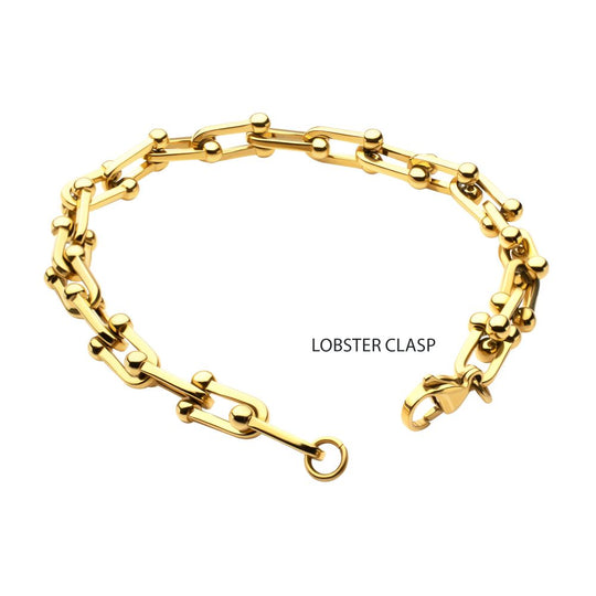 Men’s 18Kt Gold IP Stainless Steel Nodal Link Chain Bracelet