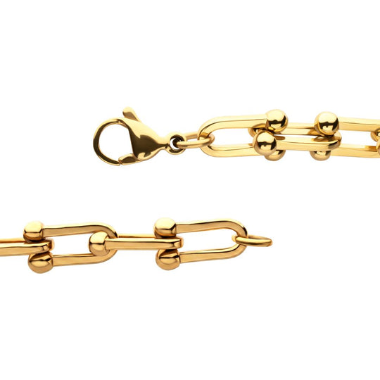 Men’s 18Kt Gold IP Stainless Steel Nodal Link Chain Bracelet
