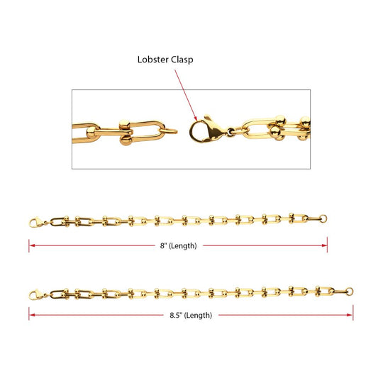 Men’s 18Kt Gold IP Stainless Steel Nodal Link Chain Bracelet