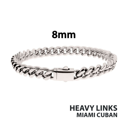 Men's 8mm Heavy Miami Cuban Stainless Steel Bracelet