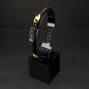 8mm Black IP Steel Matte Finish Miami Cuban Chain Bracelet with Genuine Black Sapphire Gem