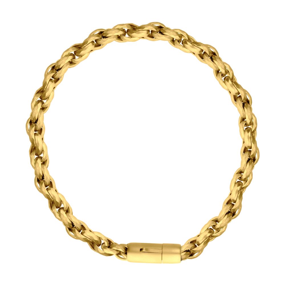 6mm 18Kt Gold IP Matte Finish Stainless Steel Faceted Rope Chain Bracelet