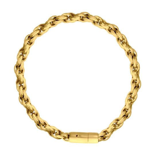 6mm 18Kt Gold IP Matte Finish Stainless Steel Faceted Rope Chain Bracelet