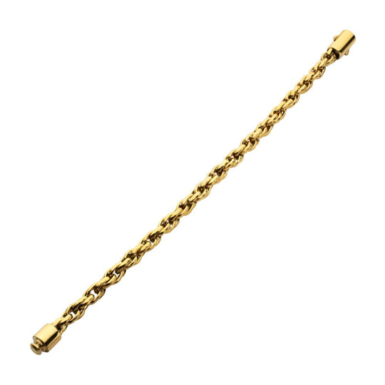 6mm 18Kt Gold IP Matte Finish Stainless Steel Faceted Rope Chain Bracelet