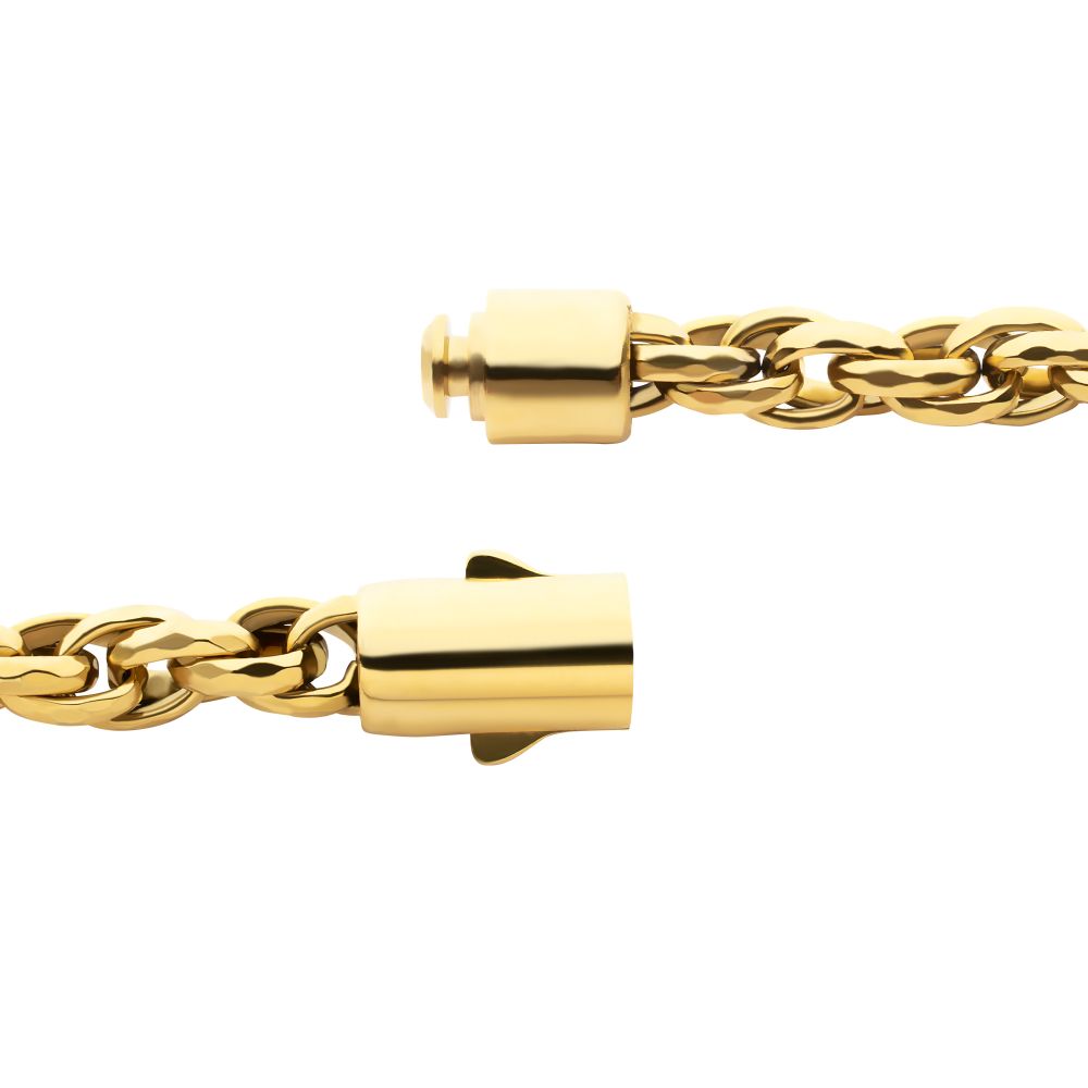 6mm 18Kt Gold IP Matte Finish Stainless Steel Faceted Rope Chain Bracelet