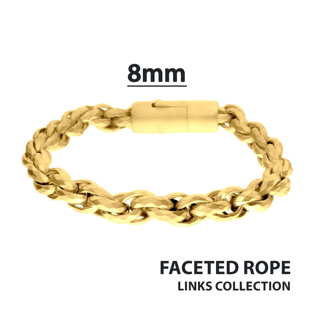 Men's 18K Gold IP Faceted Rope Bracelet